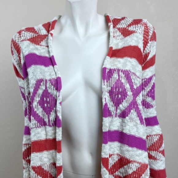 American Rag‎ Cie Aztec Print Open Fringed Cardigan - Picture 5 of 6